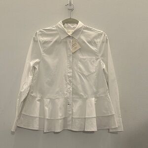 New with Tags! Kate Spade New York White Button-Up Peplum Shirt